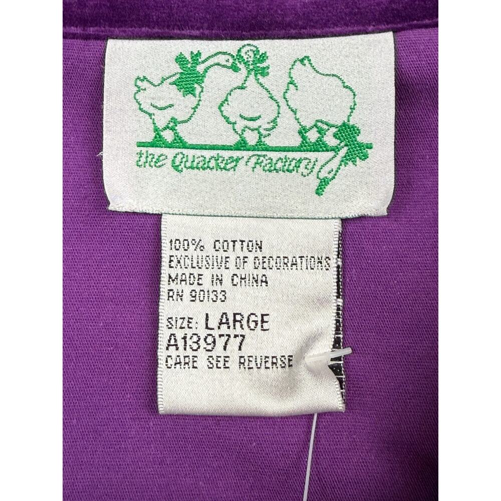 Quacker Factory SZ L Purple Velour Embroidered Grapes Long Sleeve Top NWT - Picture 5 of 13